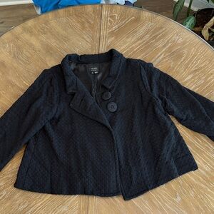 Nicole by Nicole Miller Black Textured Blazer Jacket button accents